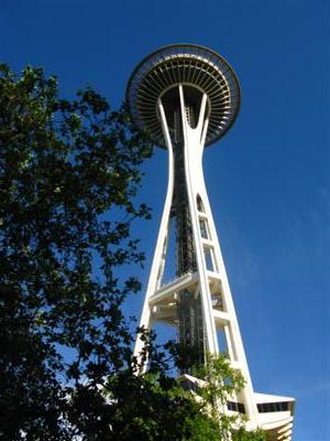 The Space Needle is a tower in Seattle, Washington, it was built for the 1962 World's Fair.The Space Needle is 184 m high and 42 m wide at its widest point.
